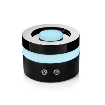 BESTEK® Ultra Mini [Switches and Sensors] Innovative and Stylish Aroma Diffuser Air Humidifier Aromatherapy of 7 Auto Colors Changing and Mist Adjustment Mode with AC Plug & USB Port and Advanced Energy Saving Ultrasonic Technology Black