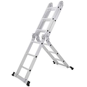12.5FT EN131 Multi Purpose Step Aluminum Folding Scaffold Ladder New Good Elegant Classic Sturdy CHOOSEandBUY