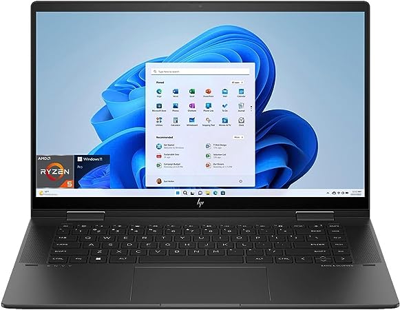 HP Envy x360 Touchscreen 2-in-1 Laptop, 15.6" FHD IPS Display, AMD Ryzen 5 7530U (Beat i7-11600H) Up to 4.5GHz, 8GB RAM, 512GB PCIe SSD, Wi-Fi 6E, Backlit KB, USB-C, HDMI, Win 11 Pro, Nightfall Black