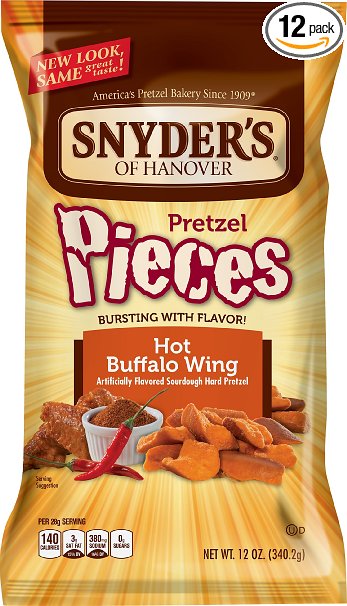 Snyder's of Hanover Hot Buffalo Wing Pretzel Pieces, 12-Ounce (Pack of 12)