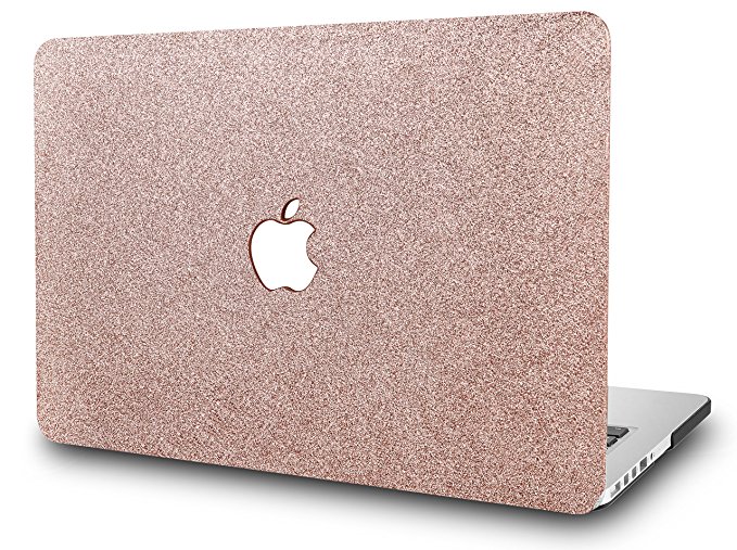 KEC Laptop Case for New MacBook Air 13" Retina (2019/2018, Touch ID) Plastic Case Hard Shell Cover A1932 (Rose Gold Sparkling)