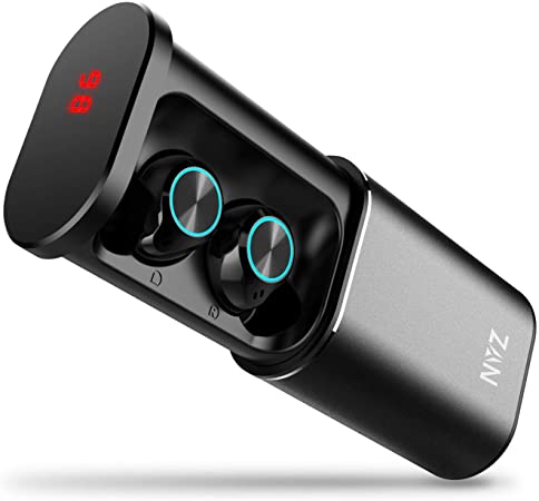 Wireless Earbuds Bluetooth Earphones, NYZ 7 Day Playtime Battery Case Qualcomm Bluetooth 5.0 Stereo Hifi Sound Noise Cancelling Mic In-Ear Headphones 3350mAH Powerbank for iPhone Android Gym Black New