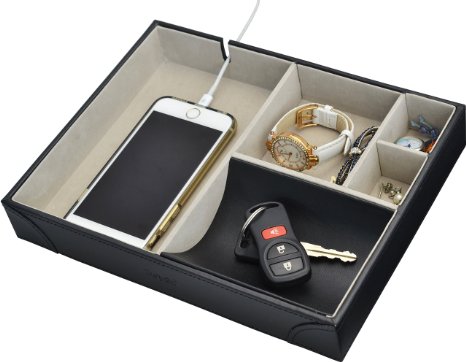 Surpahs Handmade Leatherette Valet Tray - 5 Compartments