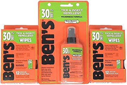 Ben's 30% Deet Mosquito Tick Insect & Bug Repellent Spray Pump & Field Wipes