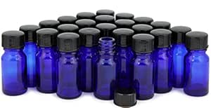 Vivaplex, 24, Cobalt Blue, 10 ml (1/3 oz) Glass Bottles, with Lids