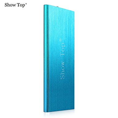 ShowTop® 10000mah Universal Ultra Compact Portable Battery External Battery Pack Portable Charger Power Bank for Smart Phone (Blue)