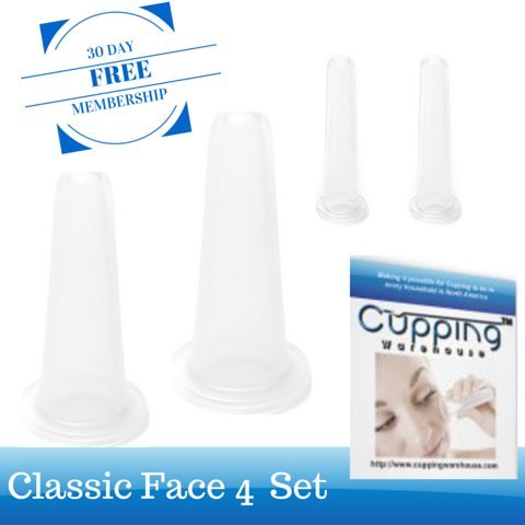Classic Facial 4 Kit - Professional Medical Silicone Massage Kit with Free Online Membership with Video's, Demonstrations and Tutorials- Cupping Set by Cupping Warehouse TM Fine Lines, Wrinkle Reducing. Skin Lifting, Plumping Anti Aging Product. With Free Membership Videos'a and Tutorials.