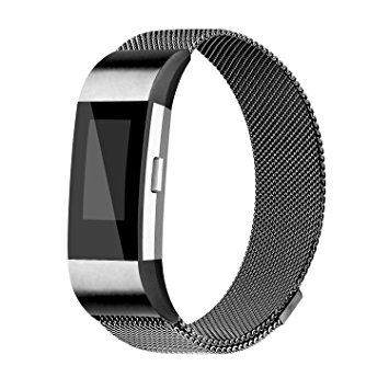 iGK For Fitbit Charge 2 Bands, Stainless Steel Metal Bracelet with Unique Magnet Clasp Replacement Bands for Fitbit Charge 2 Large Small