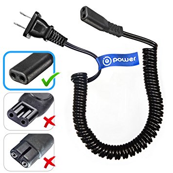 T-Power for Philips Norelco , Remington , Grundig , Braun , Eltron Shaver Power Lead Electric Shavers Razors Cable Universal Shaver Cord, Coiled (( CHECK MODEL LIST IN DESCRIPTION )