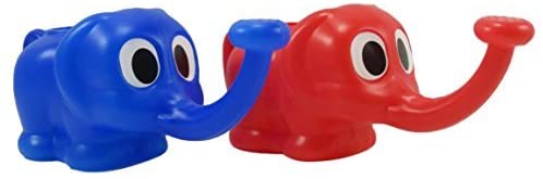 Daiso Elephant Watering Can 8 1/2 x 3 1/4 Blue and Red (Set of 2)
