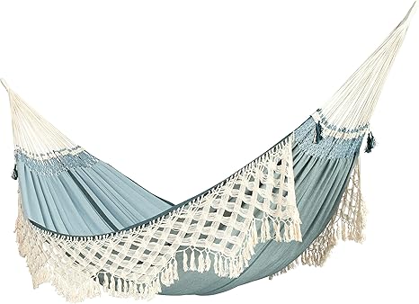 LA SIESTA® - XL King Bossanova Brazilian Hammock - Luxurious Comfort, Organic Cotton Handmade in Brazil - Boho Hammock, Macrame Hammock - Extra-Wide Indoor Hammock Bed for Relaxation - Fjord