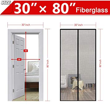 Gray Magnetic Screen Door, 30 x 80 Inch Door Screen,Good Light Transmission,Durable Fiberglass Screen Mesh Fit Doors Size up to 28 W x 79 H Inch
