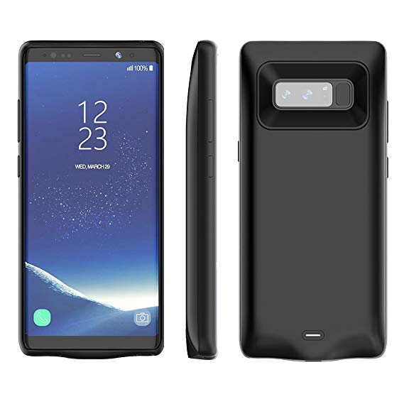 RUNSY Galaxy Note 8 Battery Case, 5500mAh Rechargeable Extended Battery Charging Case for Samsung Galaxy Note 8, External Battery Charger Case, Backup Power Bank Case (Black/5500mAh)