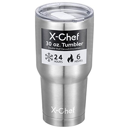 30 oz Tumbler, X-Chef Stainless Steel Double Wall Vaccum Insulated Tumbler Mug