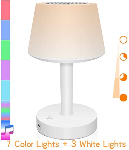 EVISTA Portable Bluetooth Speaker Lamp - Colorful Bedside Table Lamp Touch Night Light for Bedroom Rechargeable Dimmable White Lighting & Color Changing Lights