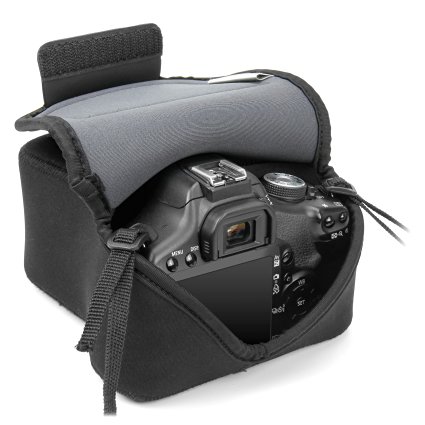 DSLR Camera Case by USA GEAR with Accessory Storage , Flexible Neoprene & Belt Loop - Works With Canon EOS-1D X Mark III , 80D , and Many Other DSLR & Mirrorless Cameras