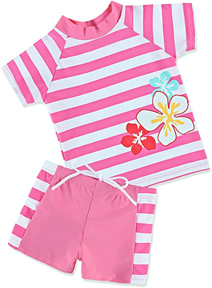 TFJH E Girls Swimsuit UPF 50  UV Kids Two Piece Swimwear Sunsuit 2-6 Years