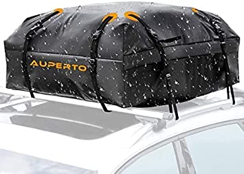 AUPERTO Waterproof Car Top Carrier- Roof Cargo Bag Box Easy to Install Soft Rooftop Luggage Carriers with Wide Straps, Best for Traveling, Cars, Vans, SUVs