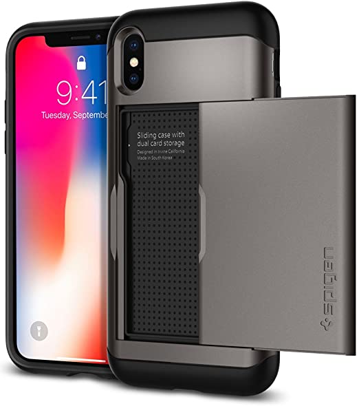 Spigen Slim Armor CS Works with Apple iPhone Xs Case (2018) / iPhone X Case (2017) - Gunmetal