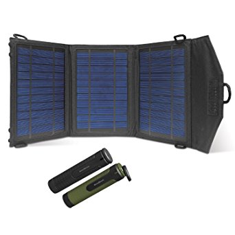 Instapark 10 Watts Solar Panel Portable Solar Charger with Dual USB Ports for iPhone, iPad & all other USB Compatible Devices, Two 3000 mAh Novobeam Battery Packs Included …