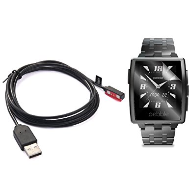 Pebble Steel 2nd Charging Cable With Screen Protector (5ft), TUSITA Replacement USB Charge Charger Wire Cord For Pebble Steel 2nd Smart Watch