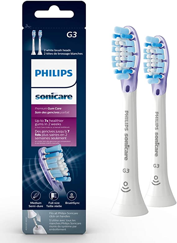 Philips Sonicare Premium Gum Health RFID Replacement Brush Heads, 2 Pack, HX9052/65, White