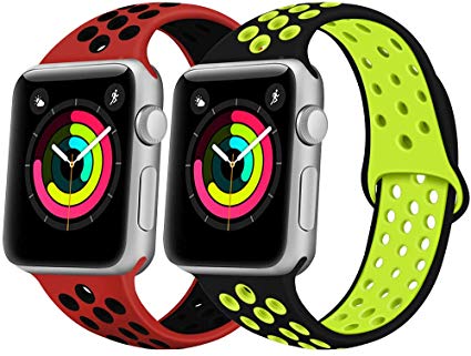 iGK Compatible Apple Watch Band 38mm 40mm 42mm 44mm Wristbands Women Men, Soft Silicone Sport Replacement Bands Strap Compatible for iWatch Apple Watch Series 4, Series 3, Series 2, Series 1