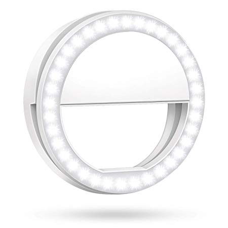 Rovtop Selfie Ring Light with 36 LED Bulbs, Flash Lamp Clip Ring Lights Fill-in Lighting Portable for Phone/Tablet/iPad/Laptop Camera