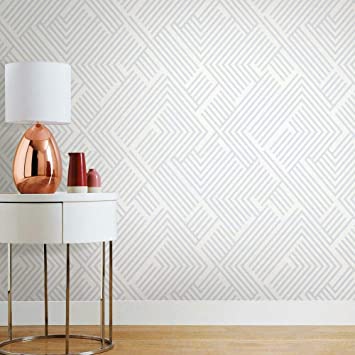 RoomMates RMK11258WP Metallic Silver Perplexing Peel and Stick Wallpaper