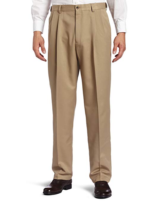 Haggar Men's Big and Tall Cool 18 Poly Gabardine Pleat Front Pant