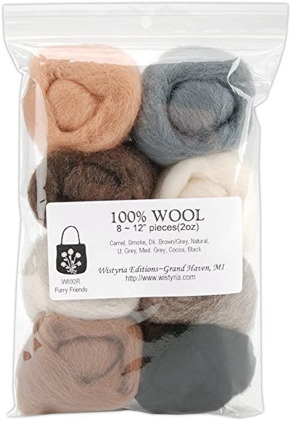 12" Wool Roving 8-Pack: Furry Friends (2oz)
