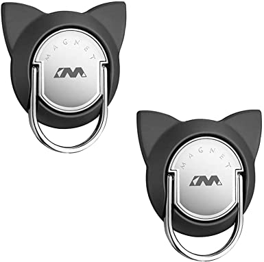 Cat Phine Ring Holder 2 Pack, Phone Ring Stand for Magnet Car Mount Holder, Phone Finger Ring Compatible for iPhone 12/iPad/Samsung/Huawei/LG and More Phones (2 Pack,Black)