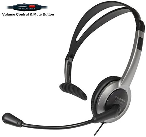 Panasonic Hands-Free Headset with Foldable Comfort Fit Lightweight Headband & Flexible Optimum Voice Microphone with Volume Control & Mute Switch For The Panasonic KX-TGA101S - KX-TGA101B - KX-TGA300S & KX-TGA300B Cordless Phone Accessory Handset