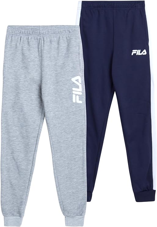 Fila Boys Active Sweatpants - 2 Pack Athletic Performance Fleece Jogger Sweatpants - Activewear Pants for Boys, S-XL