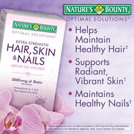 Nature's Bounty Hair Skin and Nails 5000 mcg of Biotin - 250 Coated Tablets Extra Strength