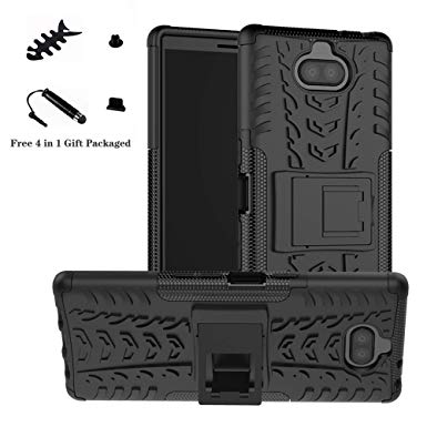 Xperia 10 Plus/ XA3 Ultra case,LiuShan Shockproof Heavy Duty Combo Hybrid Rugged Dual Layer Grip with Kickstand For Sony Xperia 10 Plus/ Xperia XA3 Ultra (Not fit Xperia XA3)Smartphone,Black