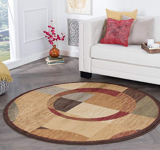 Kelsey Contemporary Geometric Multi-Color Round Area Rug, 8' Round
