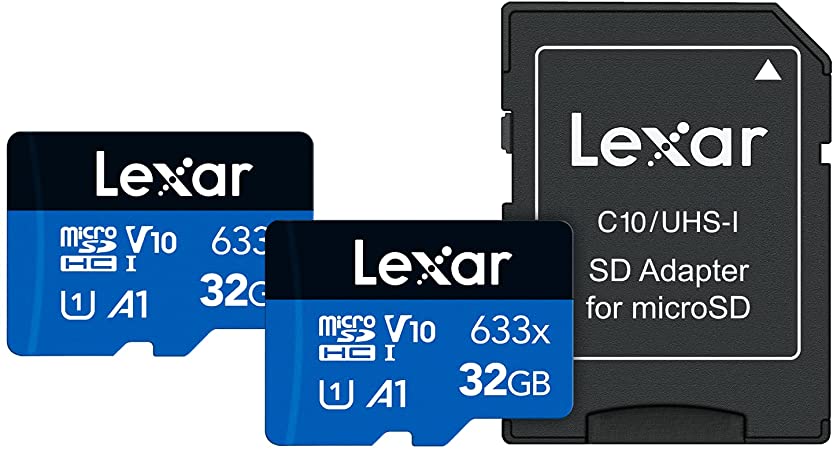 Lexar High-Performance 633x 32GB (2-Pack) microSDHC UHS-I Card w/SD Adapter, Up to 100MB/s Read, for Smartphones, Tablets, and Action Cameras (LMS0633032G-B2ANU)