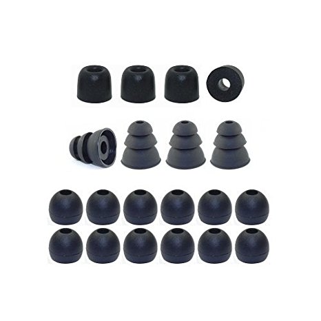 Medium - Earphones Plus brand replacement earphone tips custom fit assortment: memory foam earbuds, triple flange ear tips, and standard replacement ear cushions (Please see product details for connector sizes)