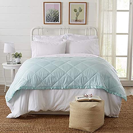 Home Fashion Designs Lightweight King Goose Down Alternative Blanket with Satin Trim. Romana Collection, Pale Blue
