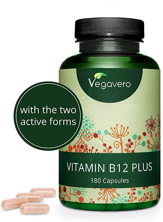 Vitamin B12 1000 mg Vegavero® | B12 Supplement with Both Active Forms   Folic Acid   B6   Choline | Vegan and Without ADDITIVES | 180 Capsules, 6 Month Supply | Lab Tested