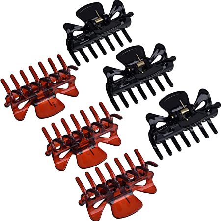 6 Pieces Plastic Hair Clips Claw Women Hair Claw Clamps Hairpin (Black and Brown)