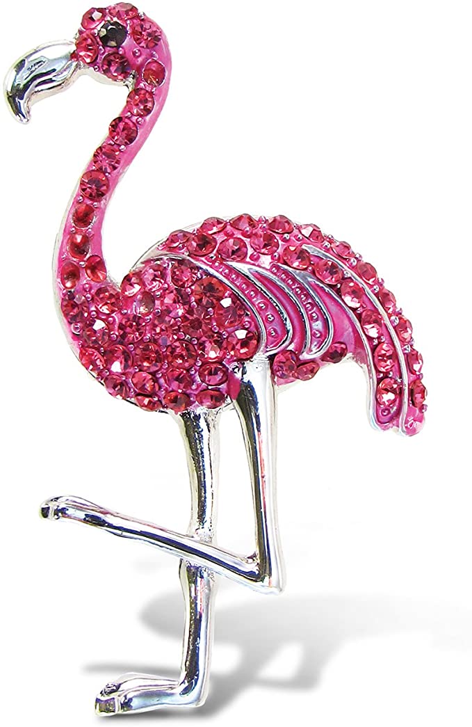 CoTa Global Flamingo Sparkling Refrigerator Magnet - Silver Sparkling Rhinestones Crystals, Cute Tropical Animal Magnet For Kitchen Fridge, Locker, Home Decor, Cool Office Decor Novelty - 2.5 Inch