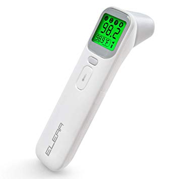 Baby Ear and Forehead Thermometer, ELERA Digital Medical Infrared Thermometer Suitable for Baby, Infants, Toddlers, Adults, Objects and Ambient No Touch with More Accuracy, FDA Approved (White)