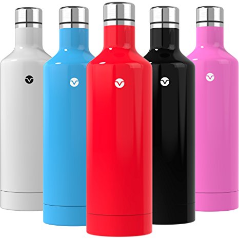 Vremi 16 oz Stainless Steel Water Bottle - Double Walled Vacuum Insulated Metal Water Bottle Travel or Gym BPA Free with Leak Proof Lid - Keeps Drinks Hot or Cold and Fits Standard Cup Holders - Red