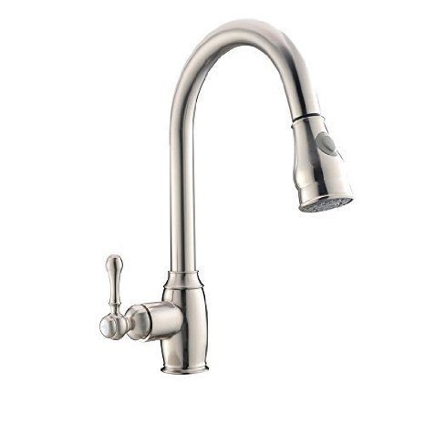 Best Commercial Single Handle Pull Out Sprayer Stainless Steel Kitchen Sink Faucet Pull Down Kitchen Faucets Brushed Nickel