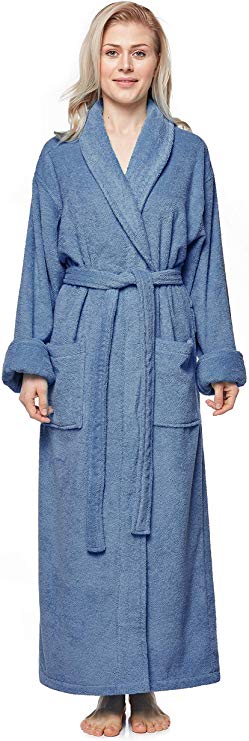 Arus Women's Long Style Full Length Thick Shawl Collar Turkish Bathrobe