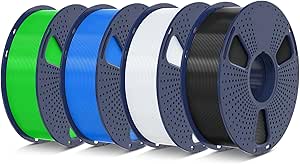 SUNLU 4KG High Speed PLA Filament 1.75mm, 30mm/s - 600mm/s Print Range, 3D Printer Filament 4kg, 1kg per Spool, Pack of 4, 4 Colors, Black White Blue Green