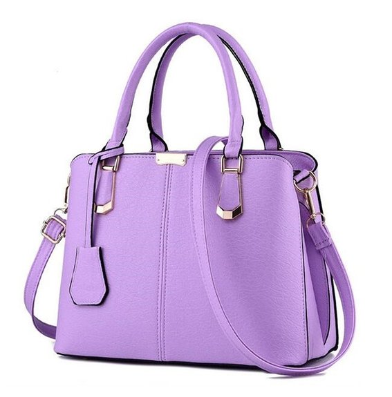 TianHengYi Womens Candy Colors Faux Leather Top-handle Handbag Shoulder Bag with Removable Long Strap