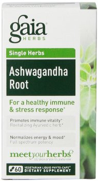 Gaia Herbs Ashwagandha Root Liquid Phyto-Capsules 60 Count